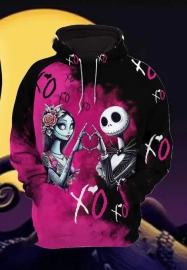 Discover Jack And Sally XoXo Together Forever Happy Valentine's Day Hoodie 3D Printed