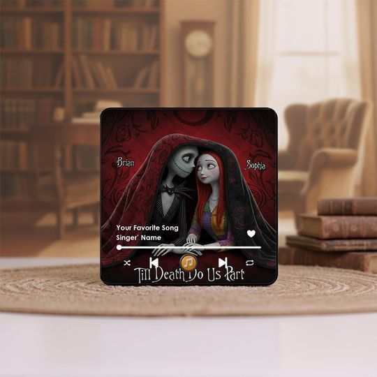 Personalized Jack and Sally Fridge Magnet, Til Death Do Us Part Skeleton Lovers Magnet, Nightmare Couple Valentines Gifts, Wedding Gift