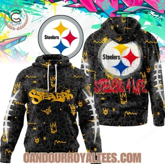 Discover Pittsburgh Steeler Graffiti For Life Design 3D Hoodie Size S-5XL For Fan