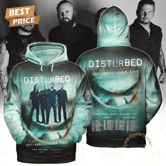 Discover Disturbed The Sickness 25th Anniversary Tour 3D Hoodie Full Size S-5XL
