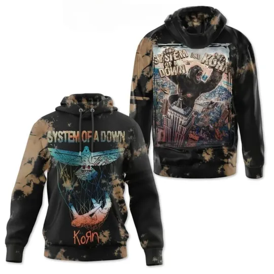 Discover SYSTEM OF DOWN Performance With Korn 2025 Hoodie T-Shirt