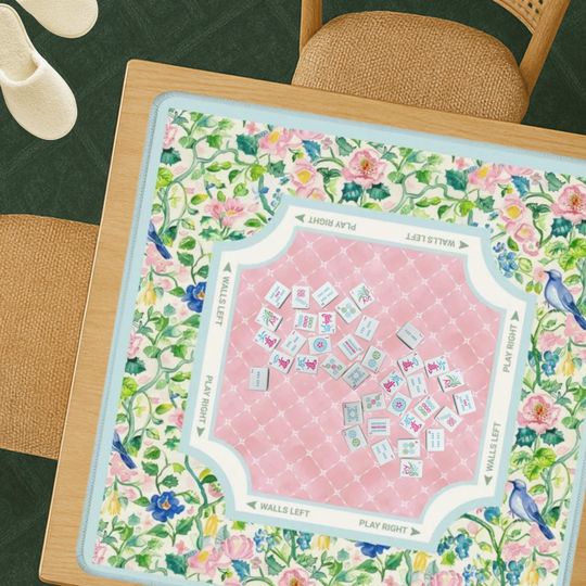 Discover Mahjong Mat Chinoiserie Style, Colorful Mahjong Gift Mat, Pastel Game Mat, American Mahjong Accessories, Mahj Table Mat, Mahjong Tile Mat