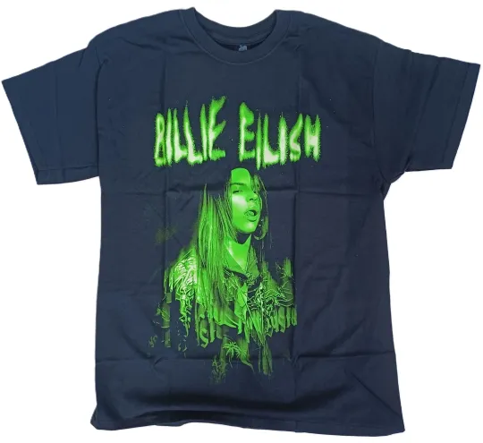 Discover Billie Eilish Men's Green Short Sleeve Photo T-Shirt