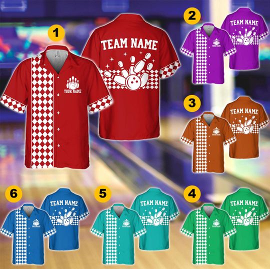 Discover Personalized Retro Bowling Hawaiian Shirt, Matching Bowling Team Shirt, Bowling Lover Gift