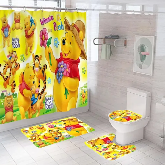 Discover Funny Cartoon Winnie The Pooh Bear Bathroom Sets, Shower Curtain Sets.
