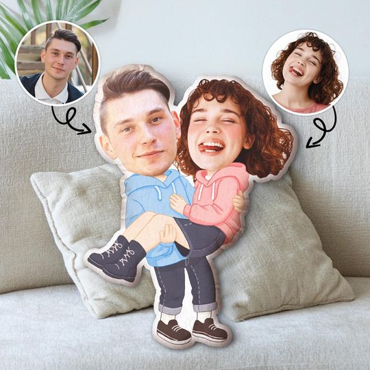 Discover Personalized Funny Couple Photo Pillow, Valentines Day Gift for Boyfriend Girlfriend, Custom Face Couple  Plush Pillow, Anniverasary Gift