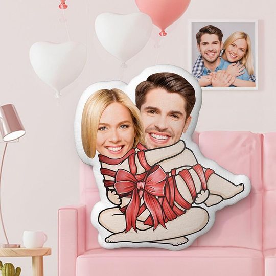 Discover Custom Valentine's Day Gifts Pillow Face Pillow Bow Tie Couple Pillow 08