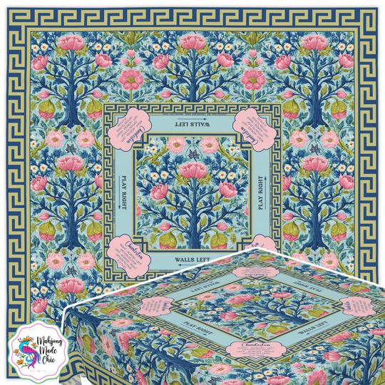 Discover Garden Majesty Mahjong Tablecloth With Instructions, Charleston Rules Table Cover, Game Night Decor, Mah Jongg, Trendy Mahjong Accessories
