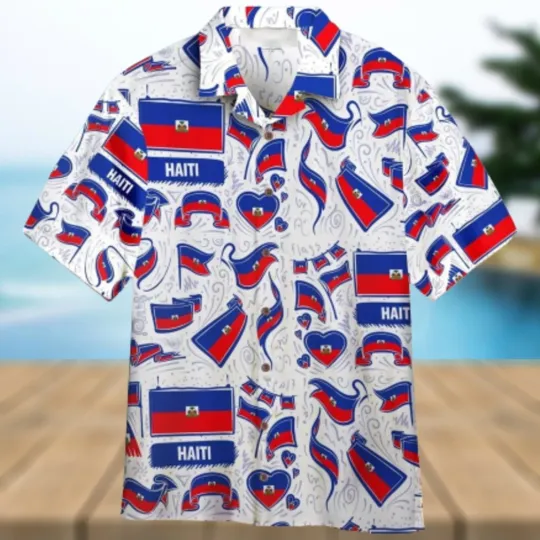Discover Haiti Flag Aloha Hawaiian Shirt Summer Beach Clothing