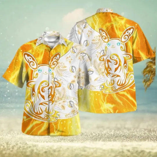 Discover Hawaiian Shirt and Shorts with Tribal Alolan Raichu Design