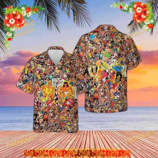 Discover Wrestling Characters Collage Hawaiian Shirt