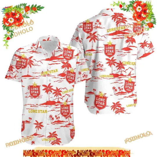 Discover Lone Star Hawaiian Beach Pattern Shirt, Hawaii Beer Lovers Shirt