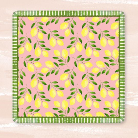 Lemon Mahjong Mat, Pastel Mahjong Gift Mat, Summer Citrus Game Mat, American Mahjong Accessories, Mahj Table Mat, Mahjong Tile Mat
