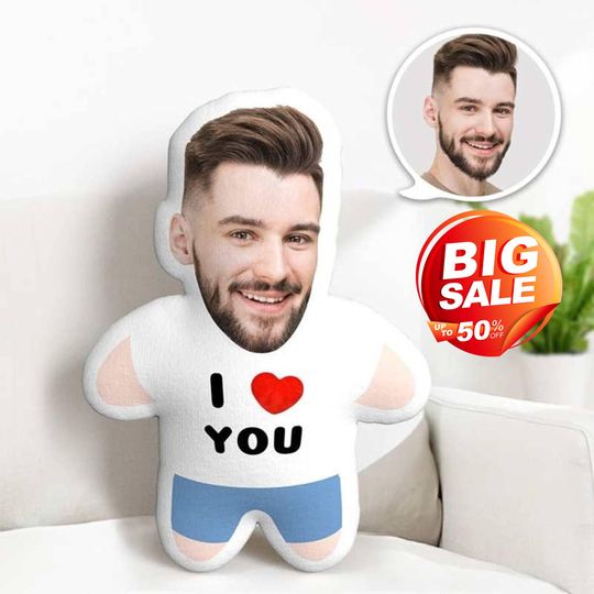 Discover Custom I Love You Face Ugly Pillow Quotes,Pillow Custom Shape Dolls Photo Ugly Plush Pillow,Pillow Gag Gifts,Valentine Days, Couple Memories