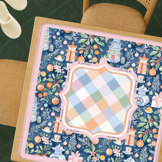 Discover Mahjong Mat Chinoiserie Christmas, Colorful Mahjong Gift Mat, Xmas Game Mat, American Mahjong Accessories, Mahj Table Mat, Mahjong Tile Mat