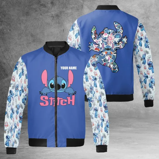 Discover Personalized Cute Stitch Tropical Hibiscus Flowers Lilo & Stitch Jacket