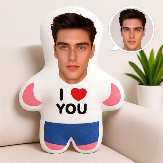 Discover Custom Face Plush Pillow, Personalized Photo Doll, Couple Gift