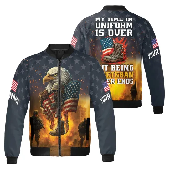 Discover Personalized Being Veterans Never Ends U.S Veterans Day Gift Bomber Jacket