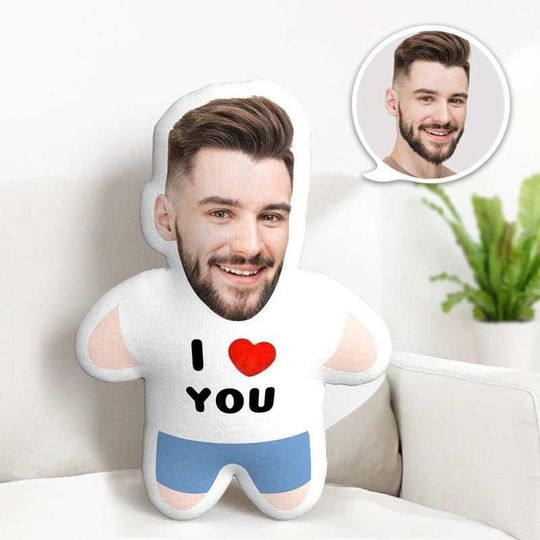Discover I LOVE YOU Minime Throw Pillow Custom Face Gifts Personalised Photo Minime Pillow Pillow Head Cushion Birthday Funny Person