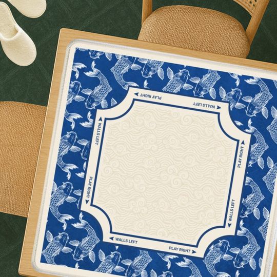 Discover Mahjong Mat Chinoiserie Style, Colorful Mahjong Gift Mat, Blue Game Mat, American Mahjong Accessories, Mahj Table Mat, Mahjong Tile Mat