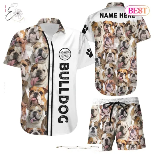 Discover Personalized Bulldog Hawaiian Shirt with Bulldog Faces Button-Down Top