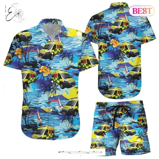 Discover Ambulance Hawaiian Shirt Tropical Beach Aloha Shirt