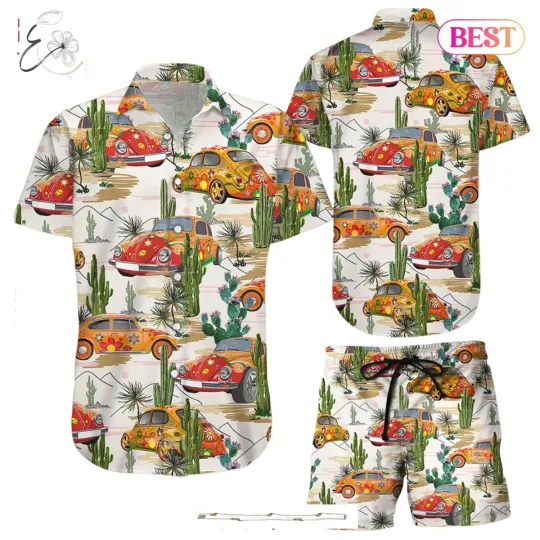 Discover Hawaiian Car Shirt with Cactus and Tropical Print for Hawaii Vacation