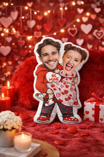 Discover Custom Couple Photo Pillow, Personalized Valentine Pillow, Hugging Couple Pillow, Romantic Gift for Him Her, Anniversary Gift