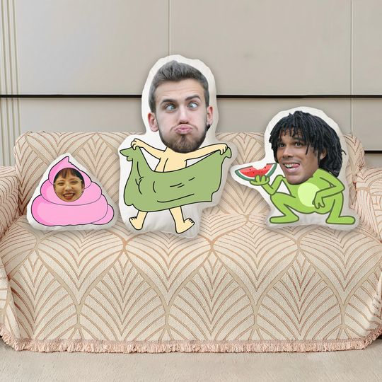 Discover Custom Face Pillow : Personalized Photo Throw Pillow Funny Couple Gift.