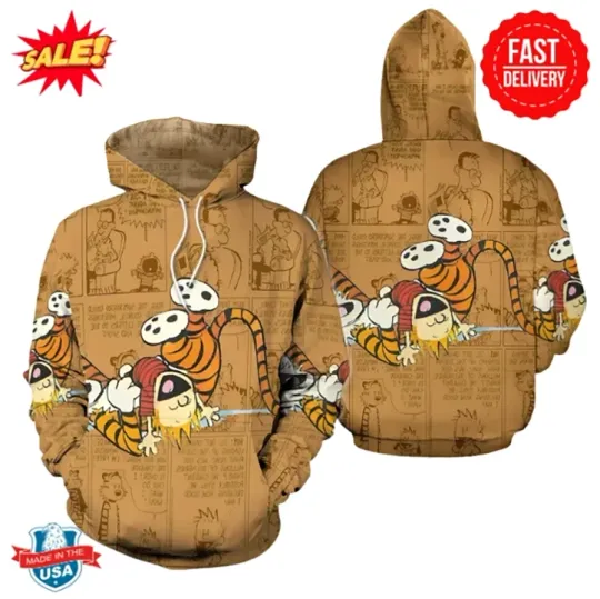 Discover Calvin And Hobbes Comics 3D All Over Print Hoodie