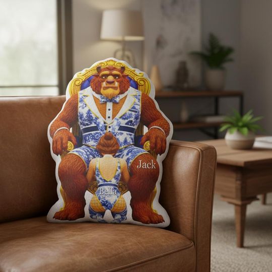 Beauty and the Beast Valentines Day Gift for Couple, Disney Couple Pillow, Personalized Pillow Gift For Couples, Wedding Gifts