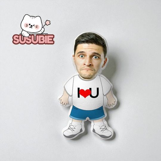 Face Pillow I LOVE U Pillow Custom Face Pillow Personalised Photo Pillow Custom MiniMe Pillow