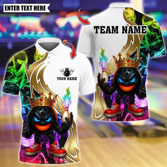 Discover Custom Bowling Polo Shirt, King Bowling Cartoon Polo for Men