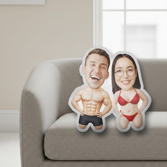 Custom Face Pillow for Couples, Personalized Photo Body Pillow, Funny Couple Gift, Custom Shape Pillow, Anniversary Gift