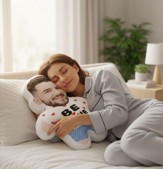 Discover Personalized Photo DIY Humanoid Cushion, Couple Toys Dolls Stuffed Boyfriend Face Pillow, Gift for Birthday, Couples, or Wedding PEJ007.C