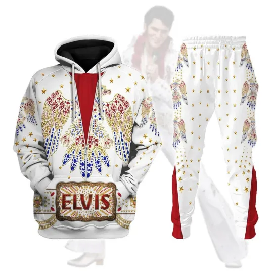 Elvis Presley Aloha From Hawaii New Cosplay Costume - Hoodie Set Full Size S-5XL