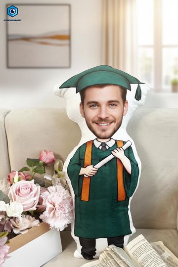 Discover Funny Face Pillow for Him  Custom Photo Plush, Personalized Throw Pillow, Unique Character Minime Doll Keepsake, Graduation Gift