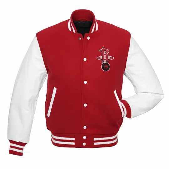 Discover Men's Wool Bomber Jacket with White Sleeves and Letterman Style