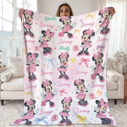 Discover Personalized Mouse Blanket, Custom Name Disneyland Minnie Blanket