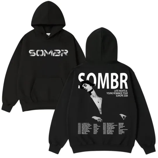 Discover Vintage Sombr the Late Nights & Young Romance Tour 2026 Hoodie