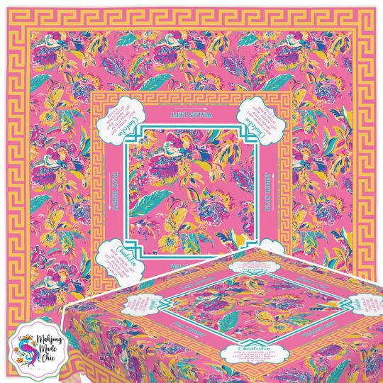 Discover Mango Tango Mahjong Tablecloth With Instructions, Charleston Rules Table Cover, Game Night Decor, Mah Jongg, Trendy Mahjong Accessories