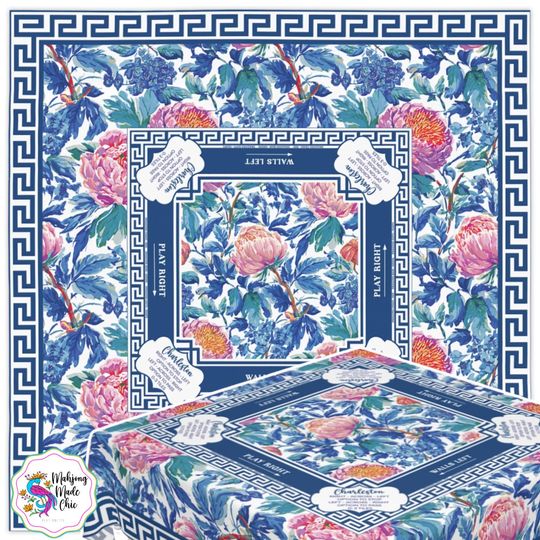 Peony Paradise Mahjong Mat , Charleston Rules Table Cover, Game Night Decor, Mah Jongg, Trendy Mahjong Accessories