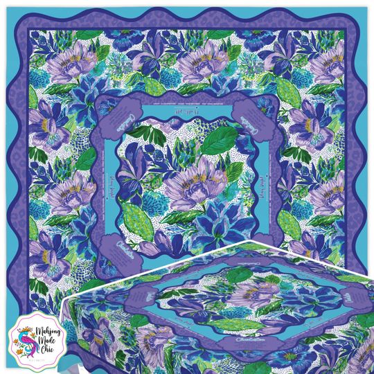 Discover Blue Floral Mahjong Tablecloth With Instructions, Charleston Rules Table Cover, Fall Game Night Decor, Mah Jongg Mahjong Accessories