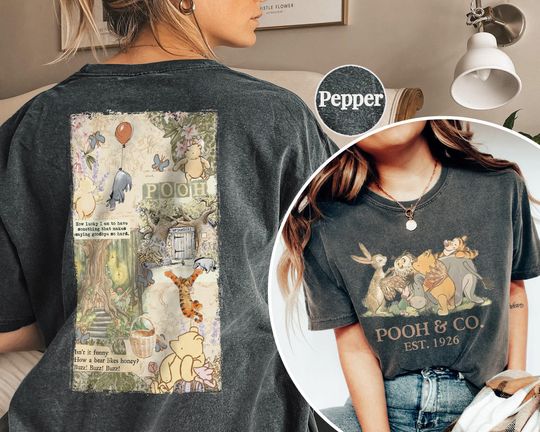 Discover Vintage Winnie the Pooh Double Sided T-Shirt with Pooh Bear and Friends