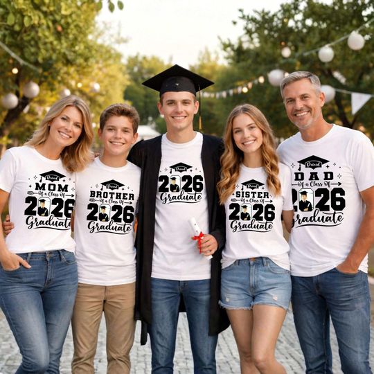 Discover Custom Photo 2026 Graduate Shirt, Proud Family Graduation Gift