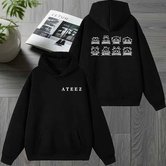 2026 Ateez Double Sided printed Winter Hoodie