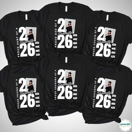 Discover Custom Graduation Shirt | Class of 2026 Graduation Shirt | Proud Family Member Tee | Custom Photo & Name