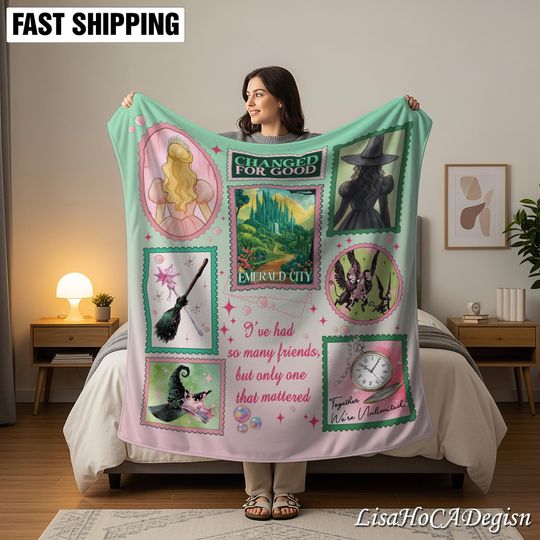 Discover Wicked For Good Blanket Elphaba Glinda Fleece Blanket, Shiz University Halloween Christmas Gift