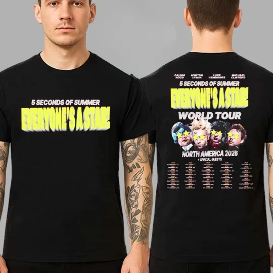 Discover 5 Seconds of Summer North America Concert Poster Everyone’s A Star World T-Shirt