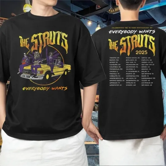 Discover The Struts Everybody Wants Tour 2025 10 Year Anniversary Kiss T-Shirt